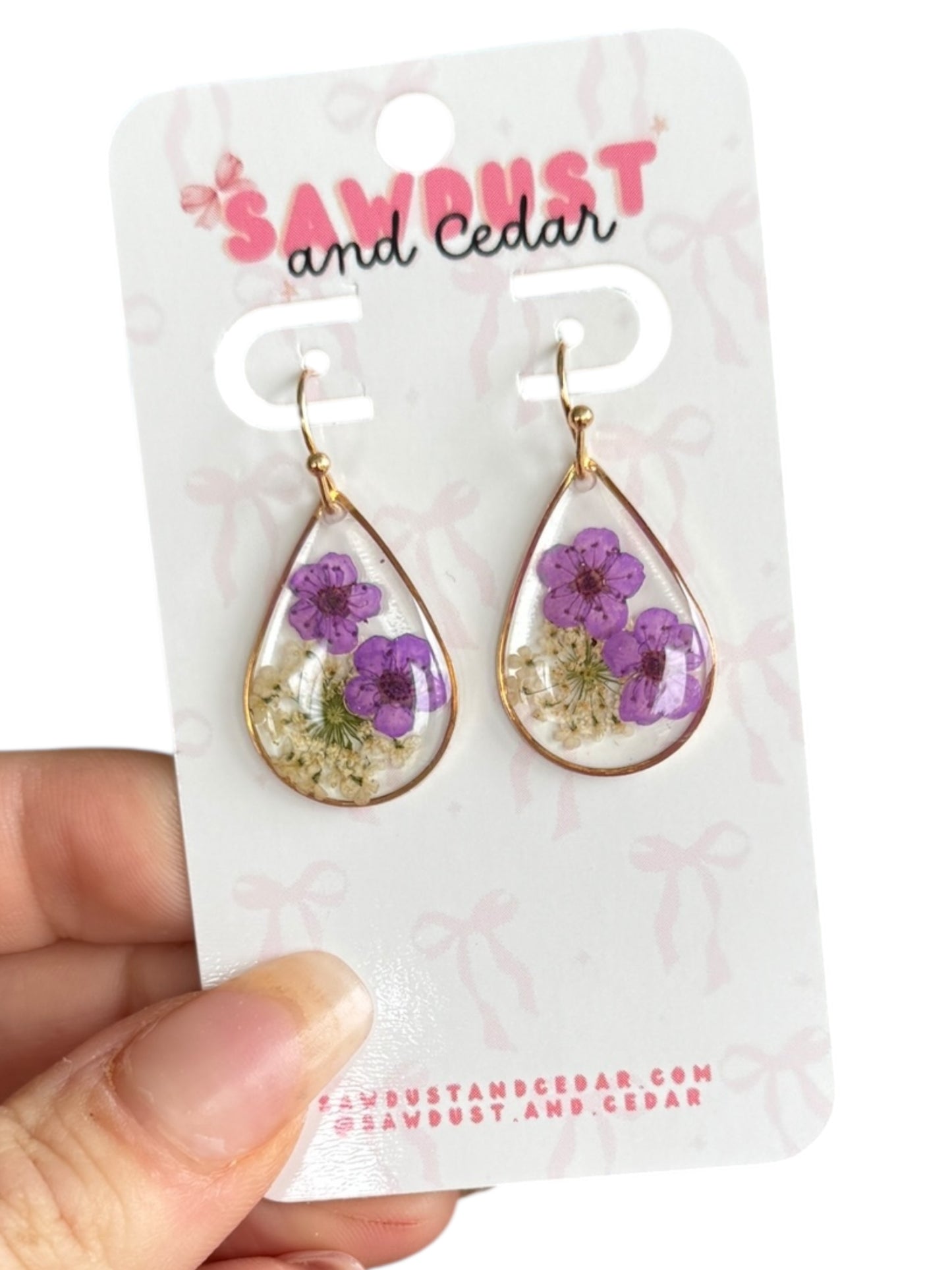 Lavender Flower Drop Earrings