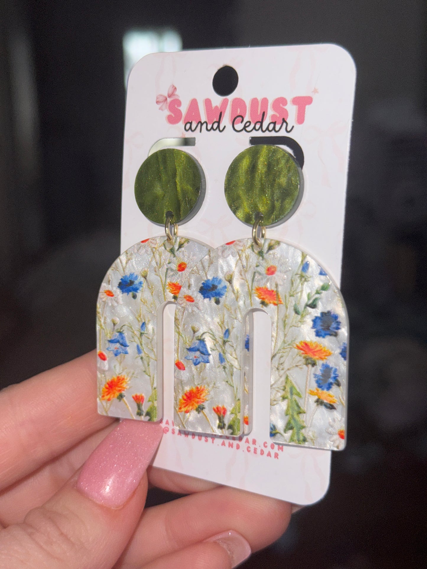 Emerald Wildflower Arch Earrings