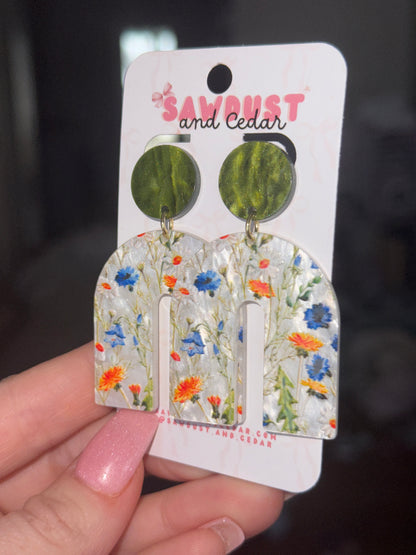 Emerald Wildflower Arch Earrings