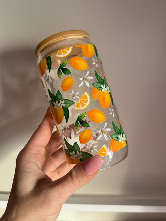Fresh Lemon Blossom Glass Cup