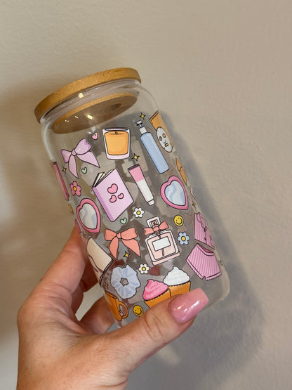 Self Care Girly Glass Cup