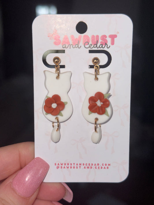 Floral Cat Earrings