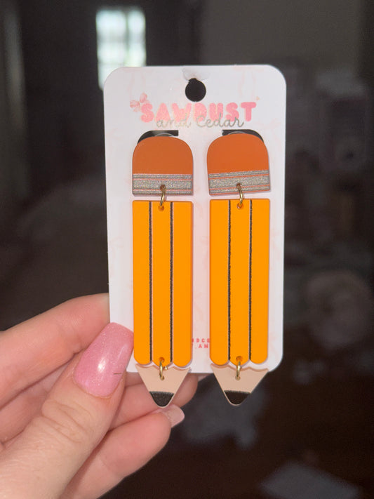 Pencil Teacher Drop Earrings