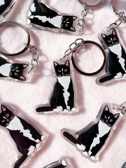 Tuxedo Cat Keychain