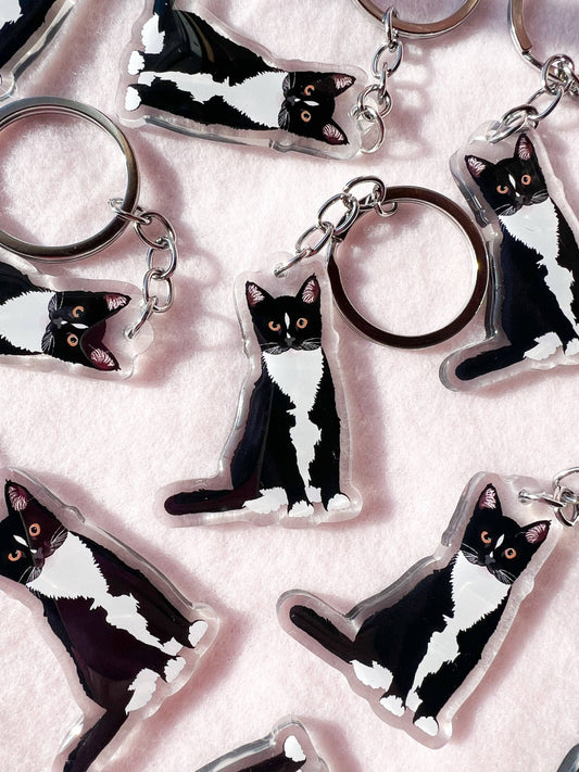 Tuxedo Cat Keychain