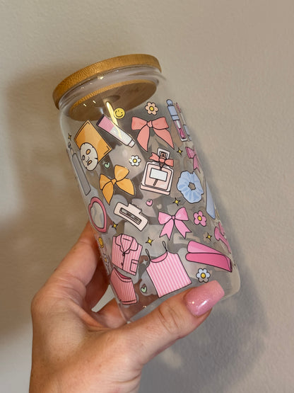 Self Care Girly Glass Cup