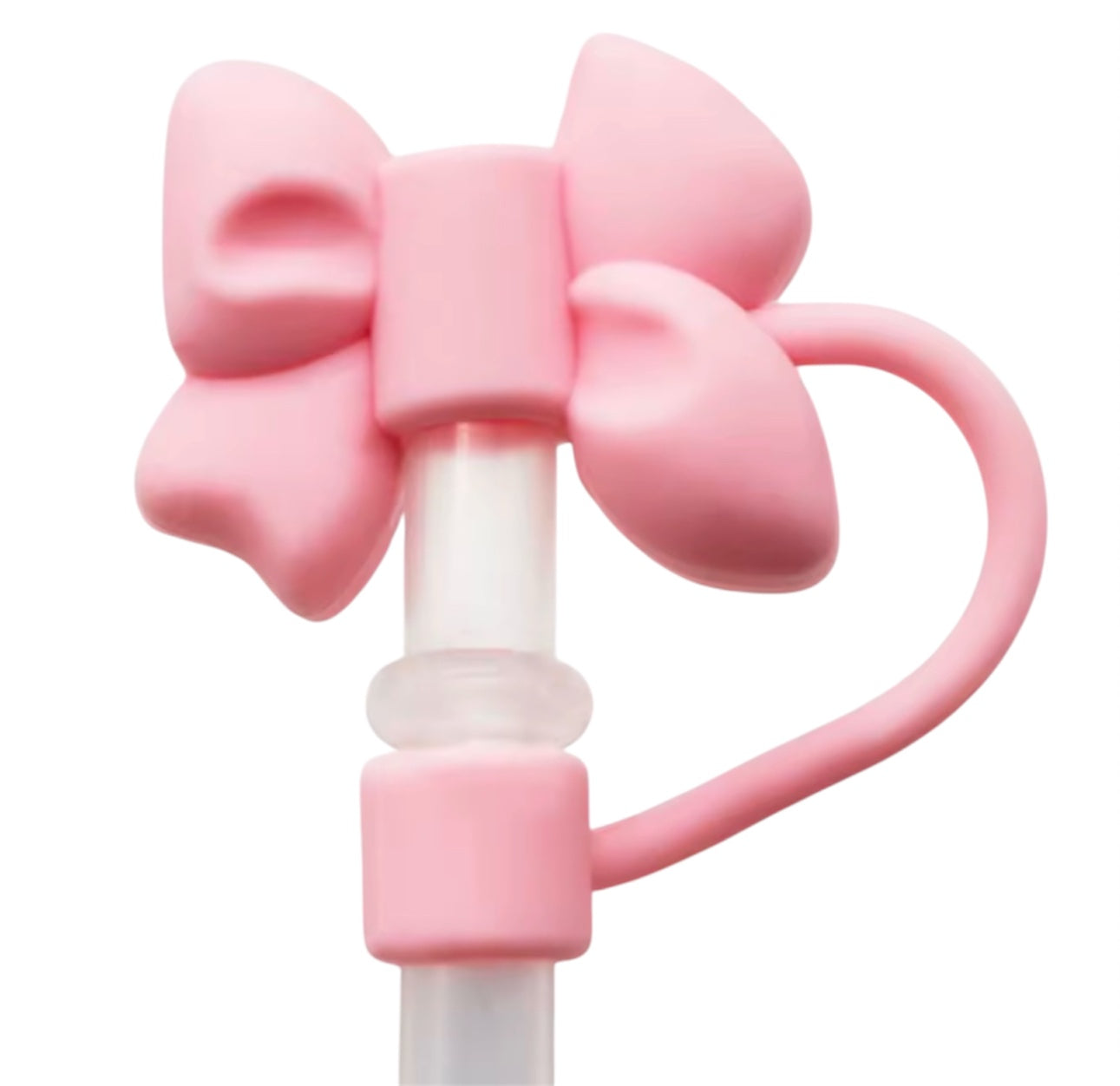 Pink Bow Straw Topper