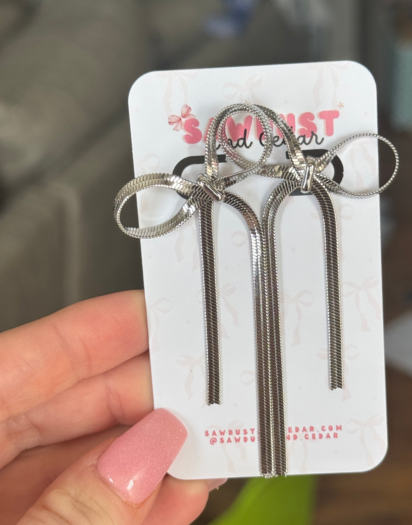 Silver Luxe Bow Earrings