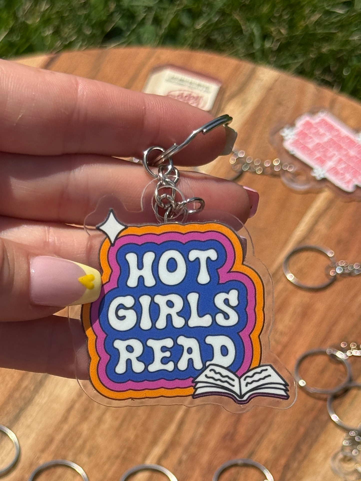 Hot Girls Read Keychain or Hanger