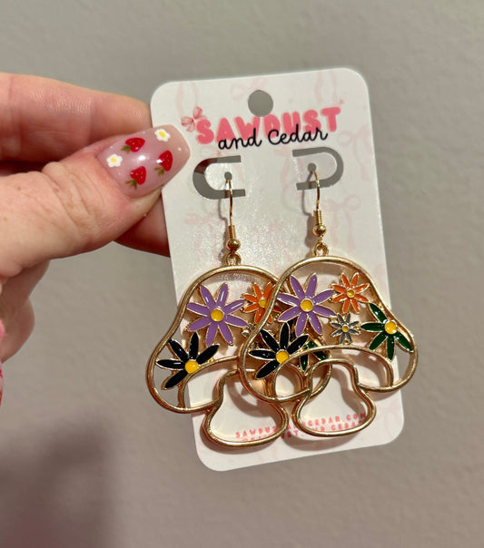 Groovy Mushroom Garden Earrings