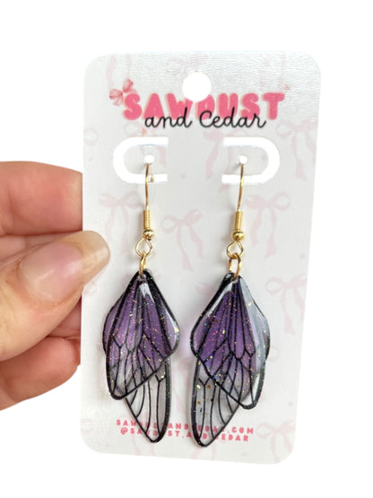 Butterfly Wing Purple Earrings