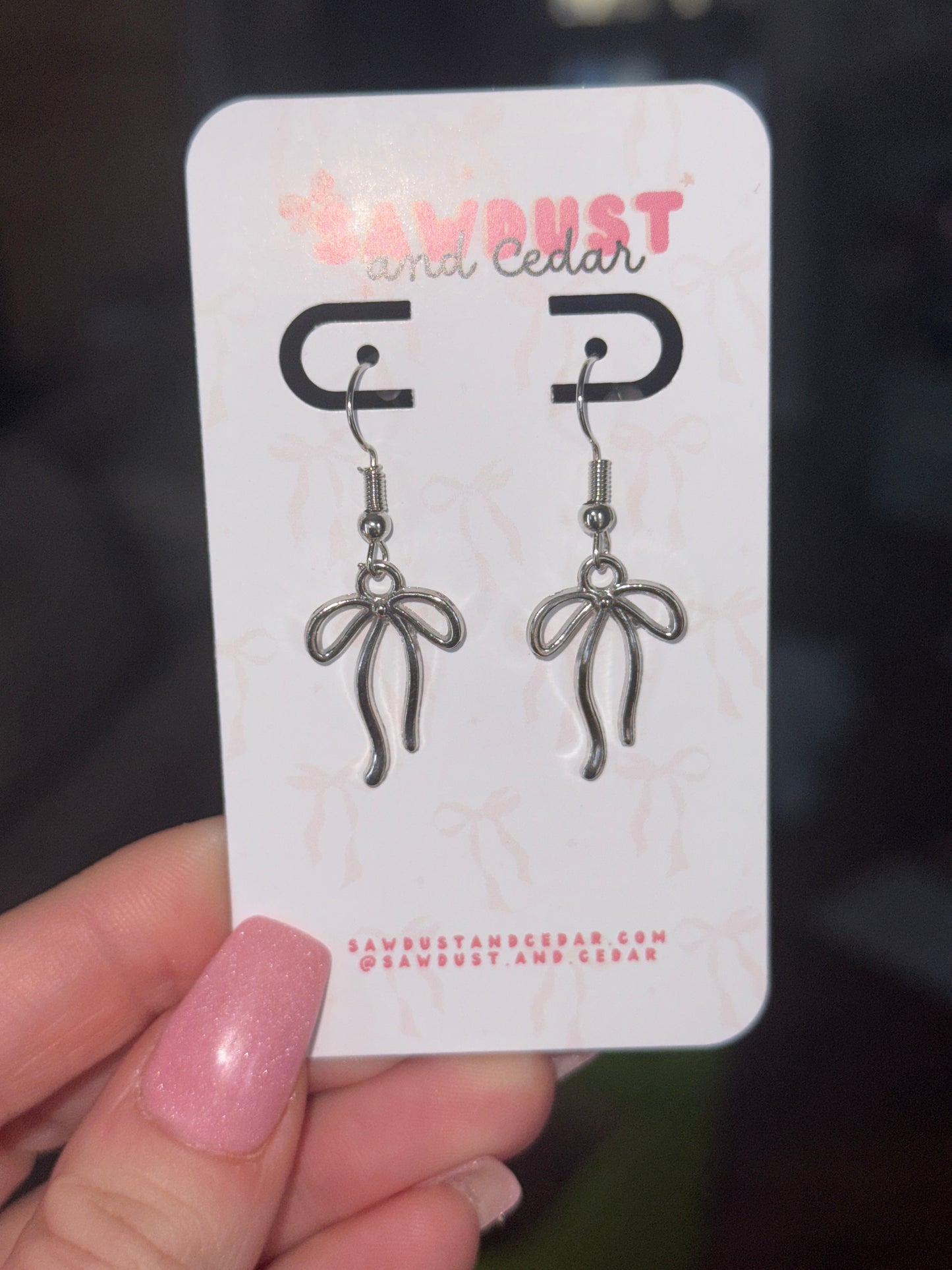 Petite Bow Silver Drop Earrings