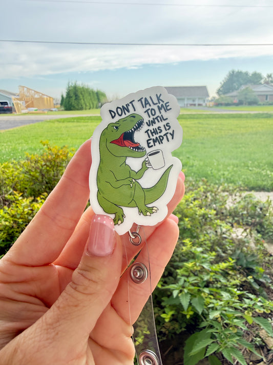 Coffee Dinosaur Badge Reel