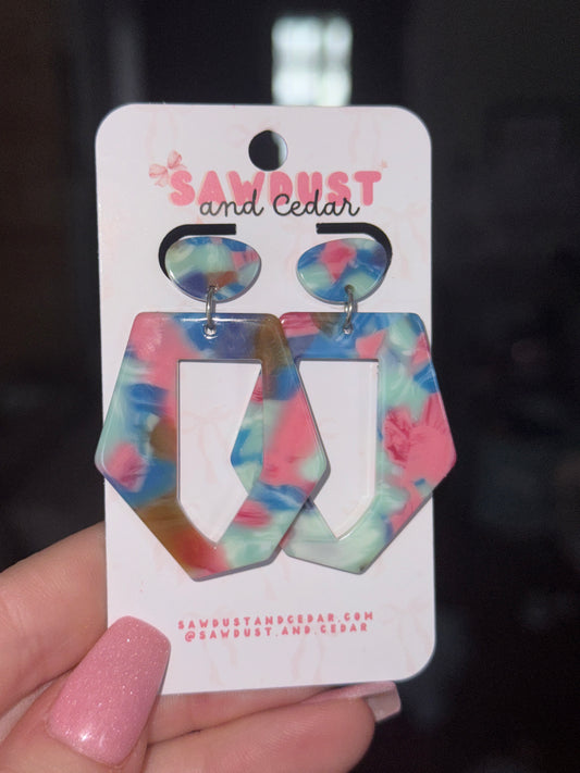 Cotton Candy Marble Earrings