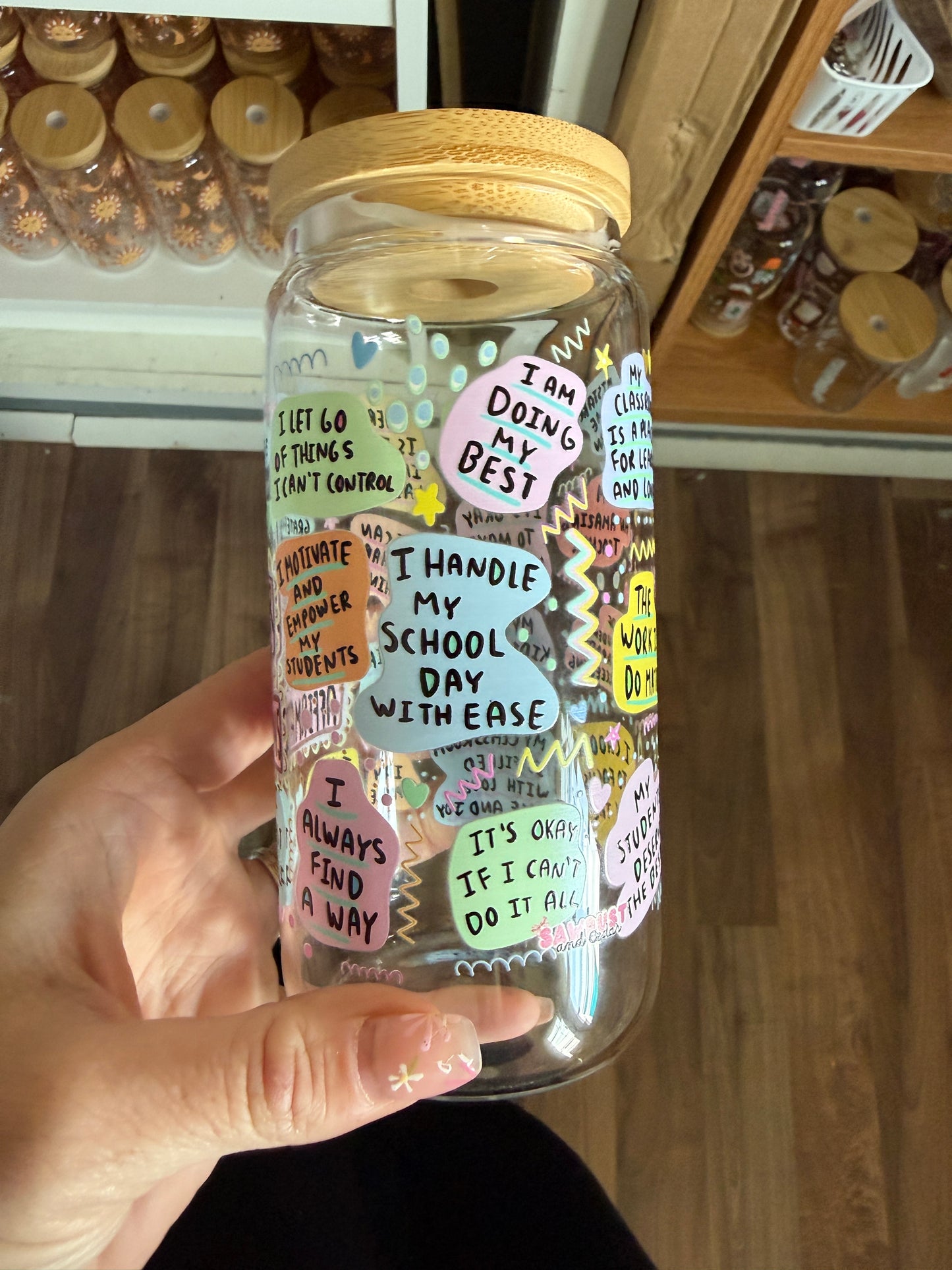 Teacher Affirmations Glass Cup