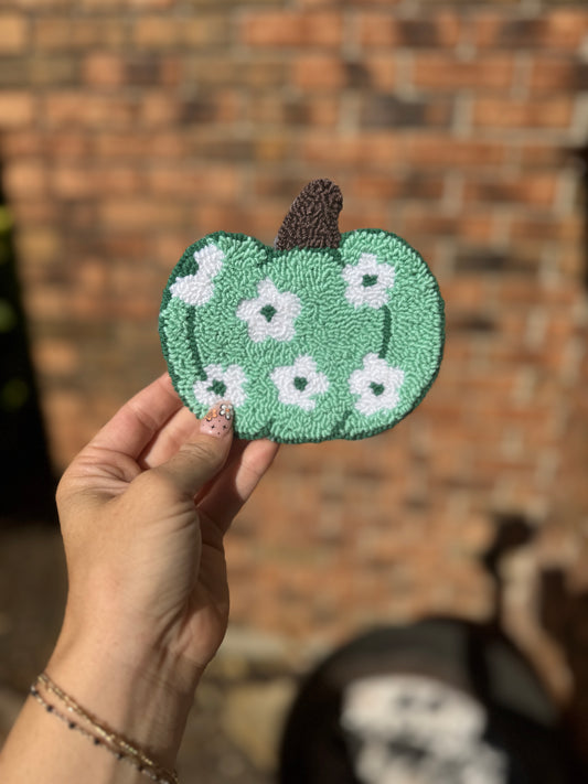 Pumpkin Mug Rug Coaster Green