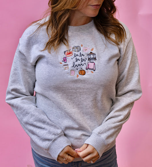 La la Stars Hollow Fall Embroidered Crewneck