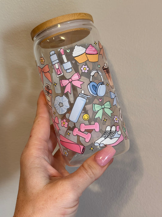 Self Care Girly Glass Cup