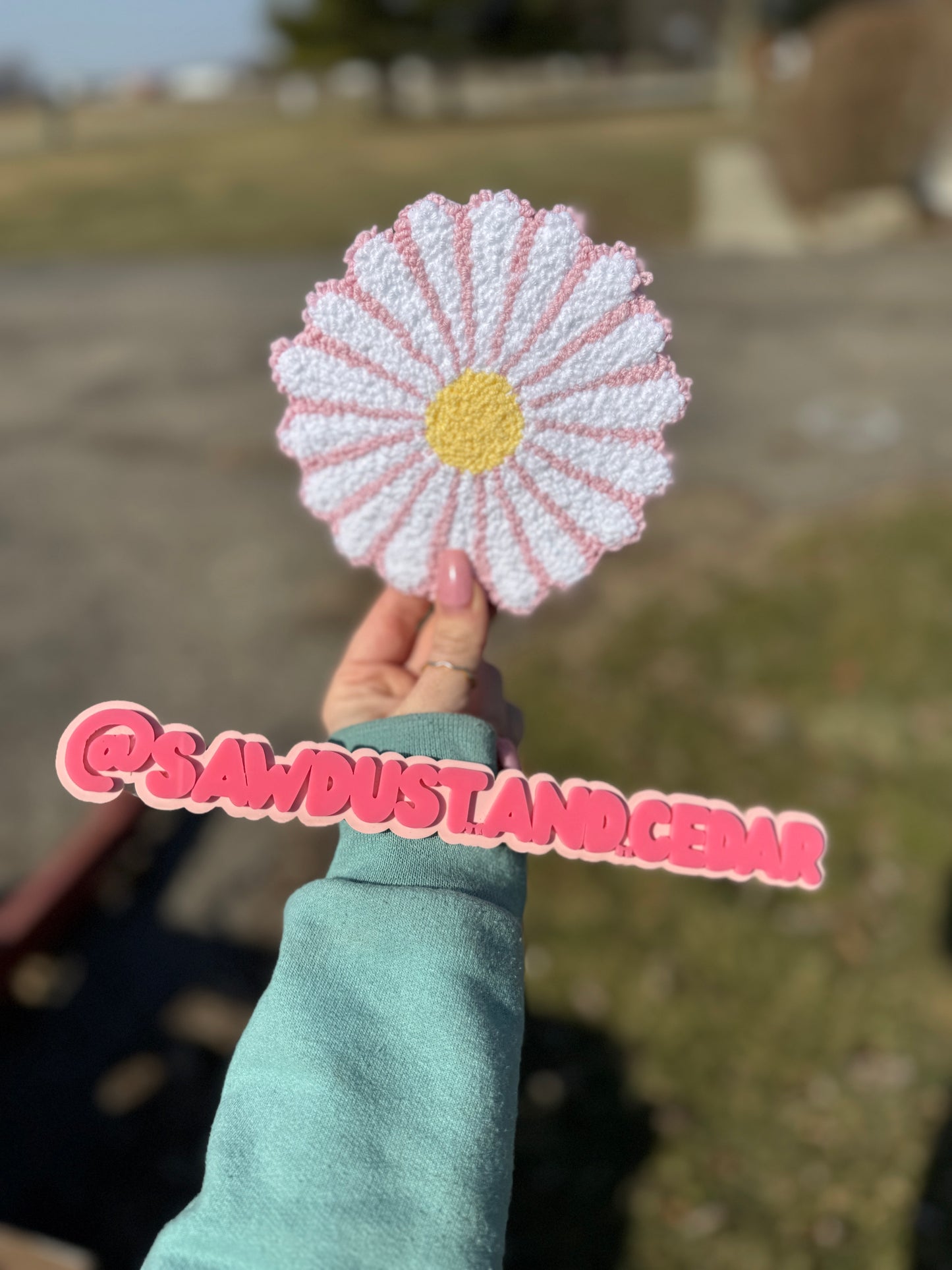 Daisy Mug Rug Coasters pink