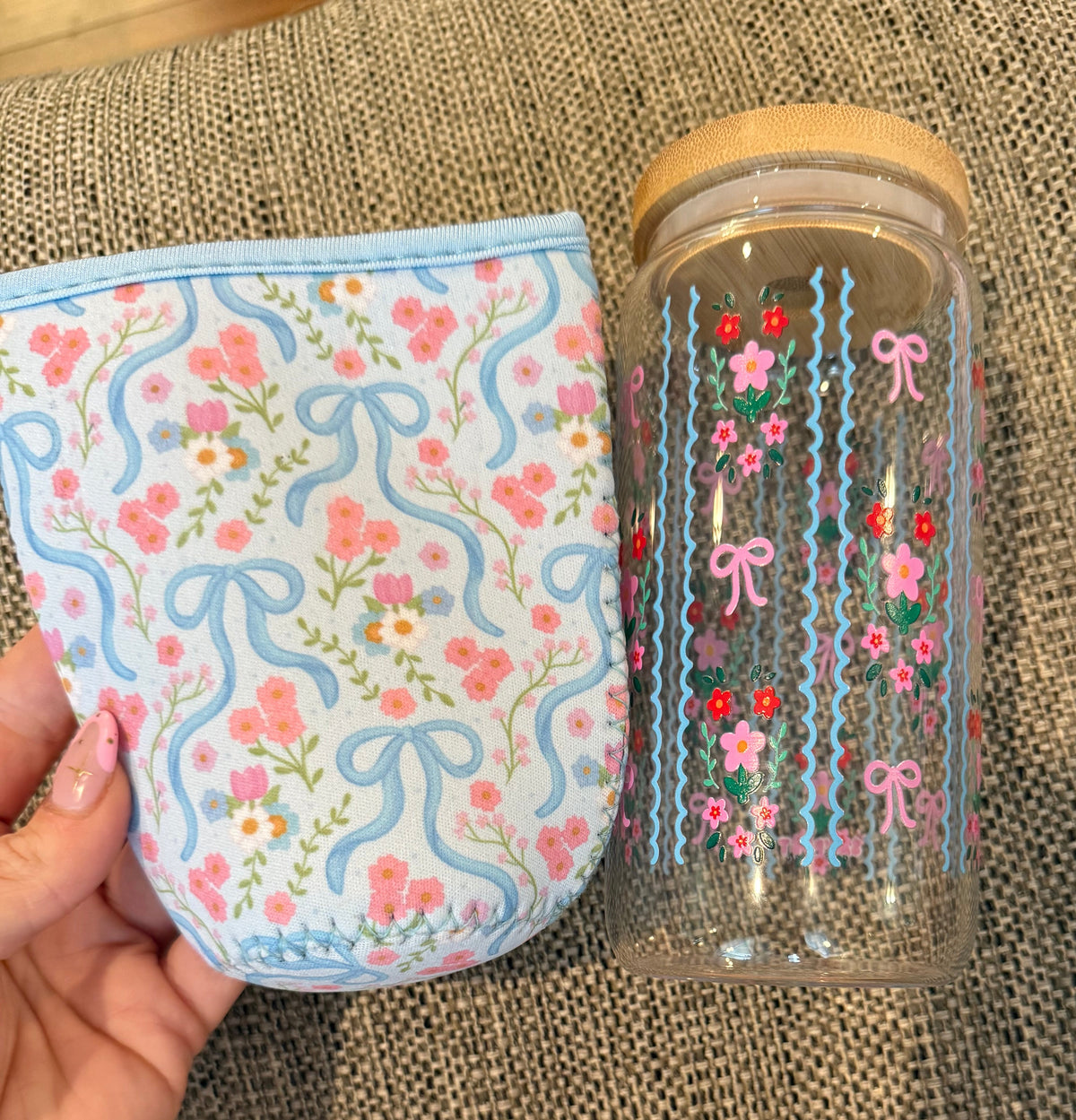 Blue Bows Cup Sleeve