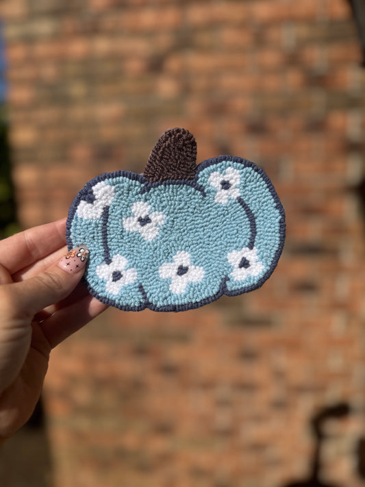 Pumpkin Mug Rug Coaster Blue