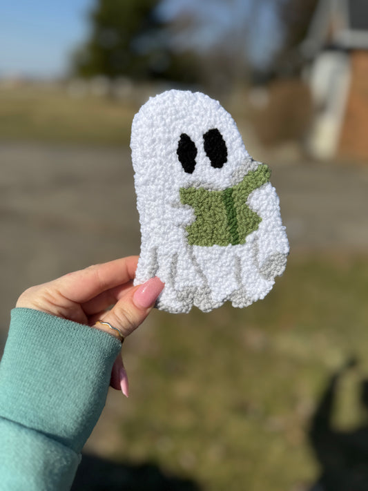 Ghostly Reader Mug Rug Coaster green