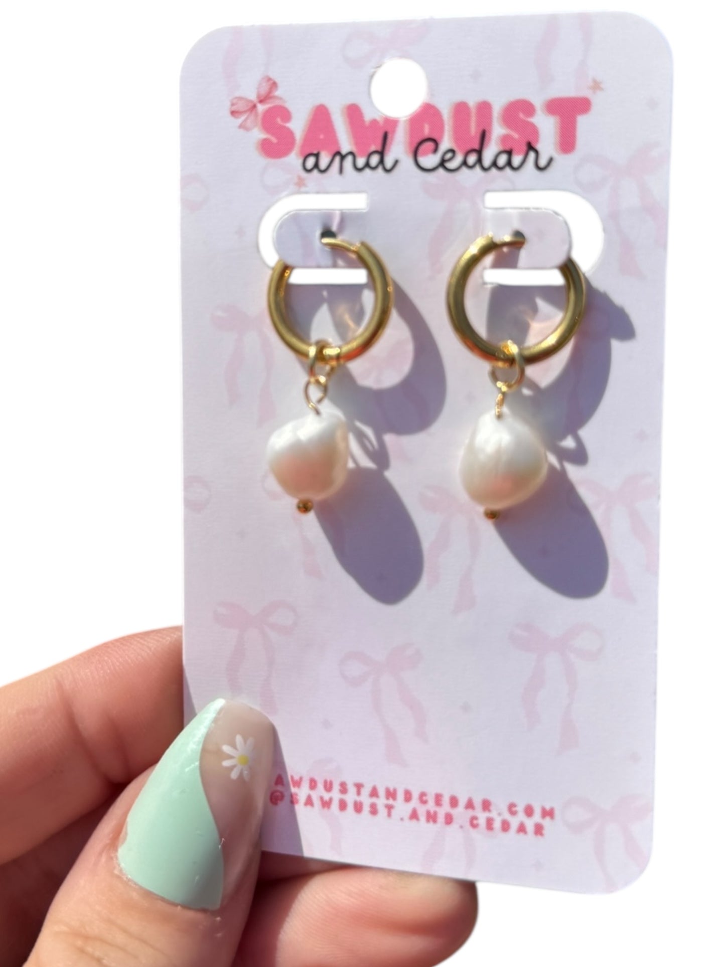 Golden Pearl Hoops