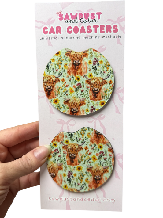 Highland Cow Car Coaster