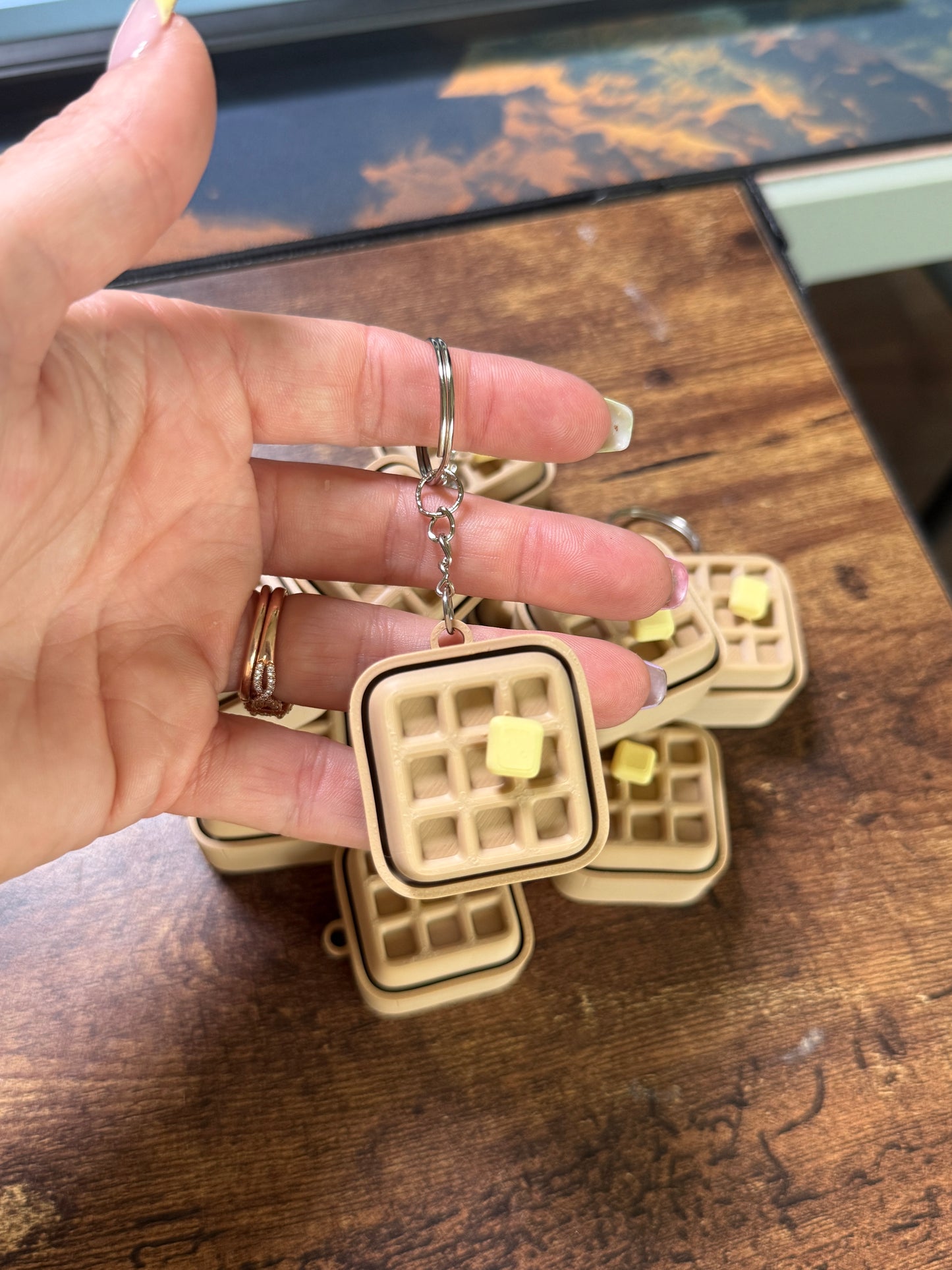 Waffle Fidget Clicker - Sawdust and Cedar
