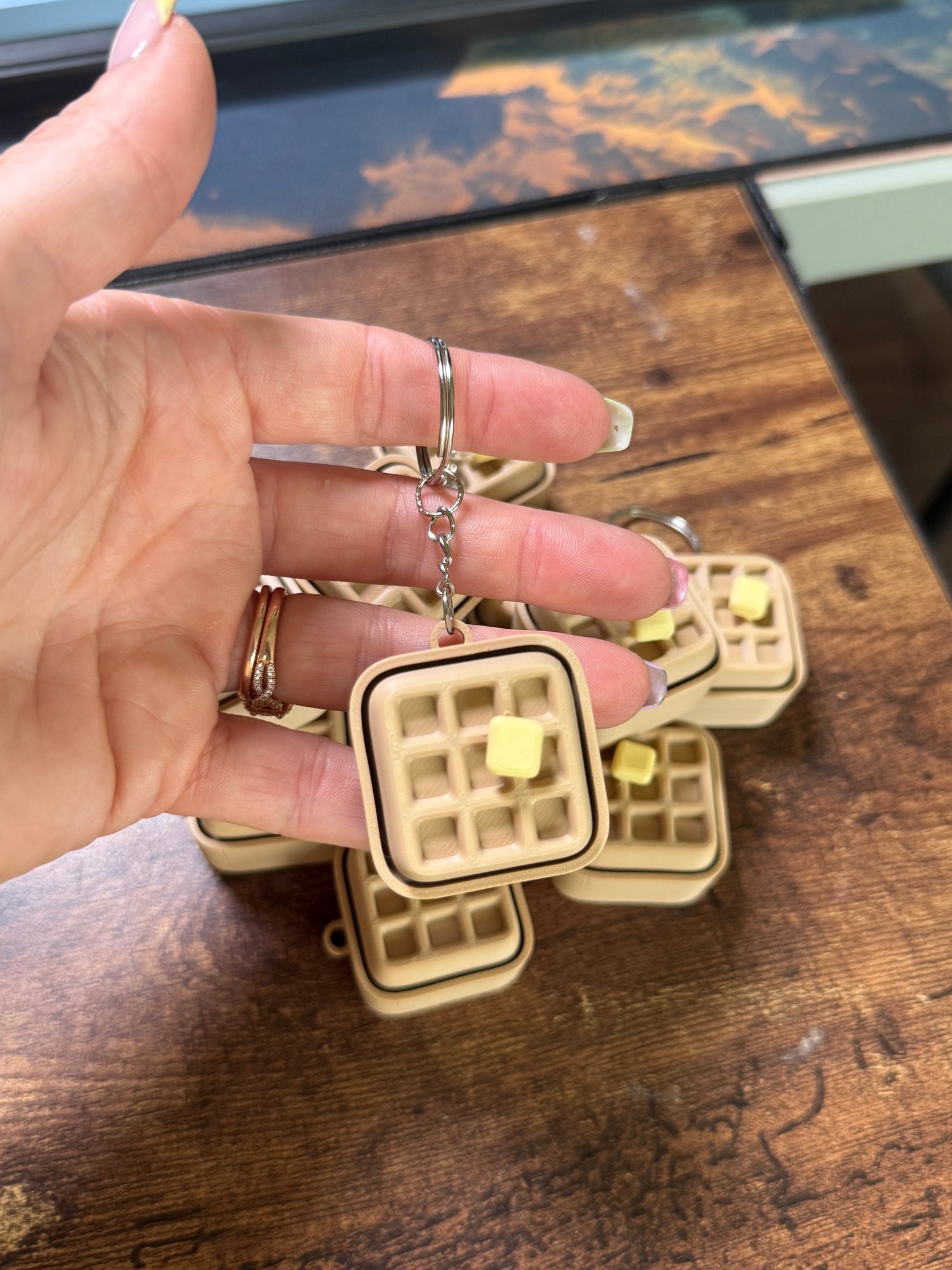 Waffle Fidget Clicker - Sawdust and Cedar