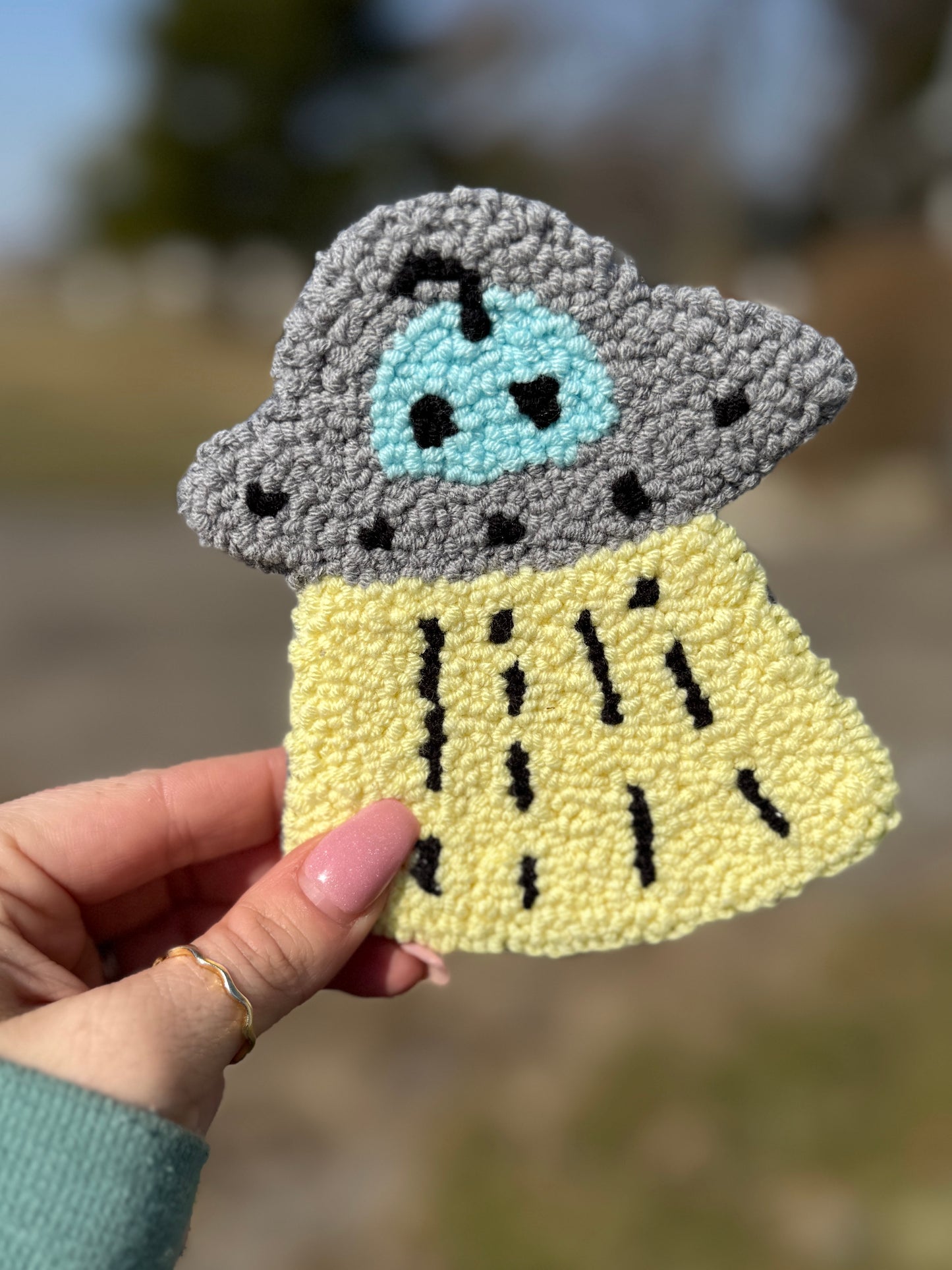 Retro Alien Doodles Mug Rug Coaster