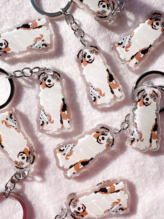 Australian Shepherd (blue merle) Keychain