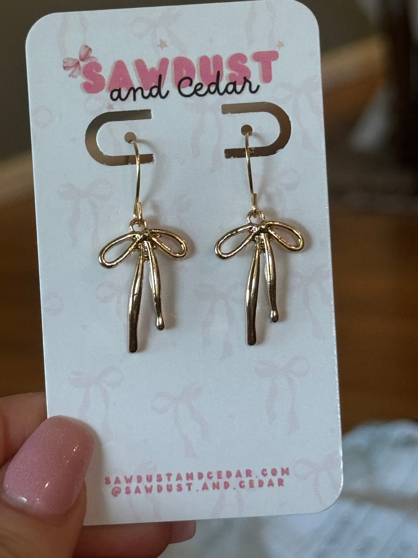 Petite Bow Gold Drop Earrings