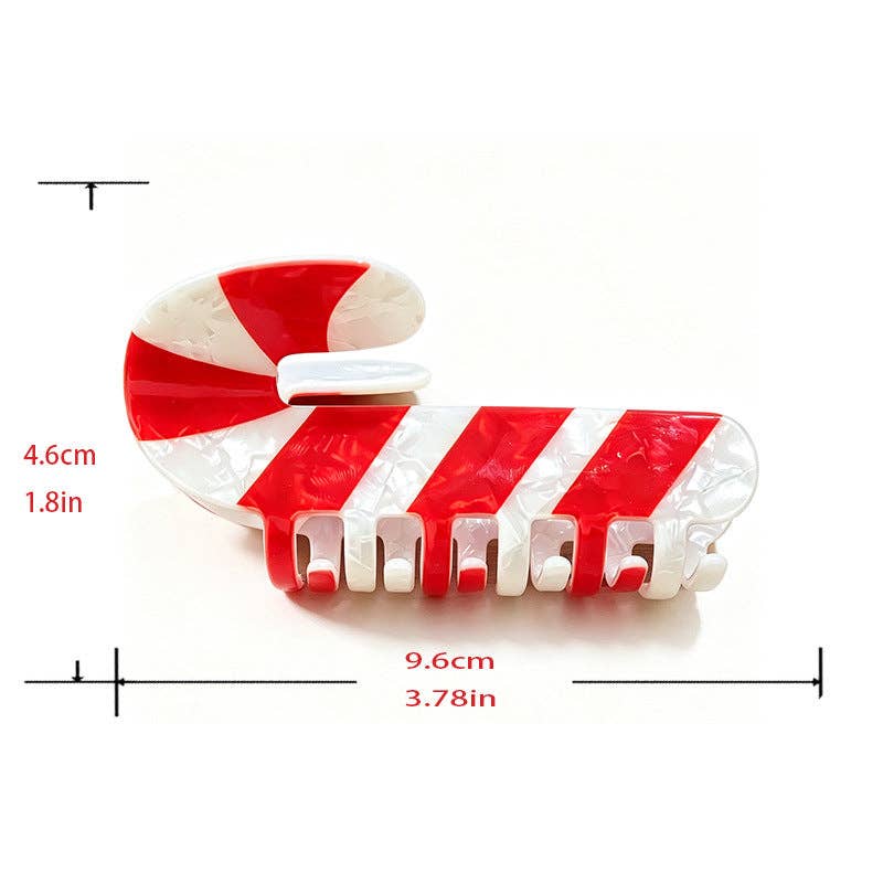 Christmas Tree and Candy Cane Hair Claw Clip