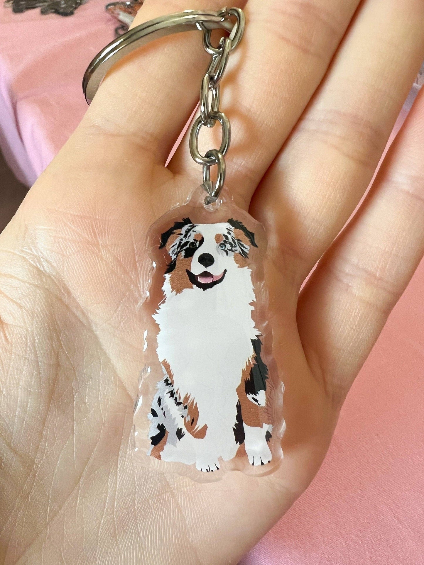 Australian Shepherd (blue merle) Keychain