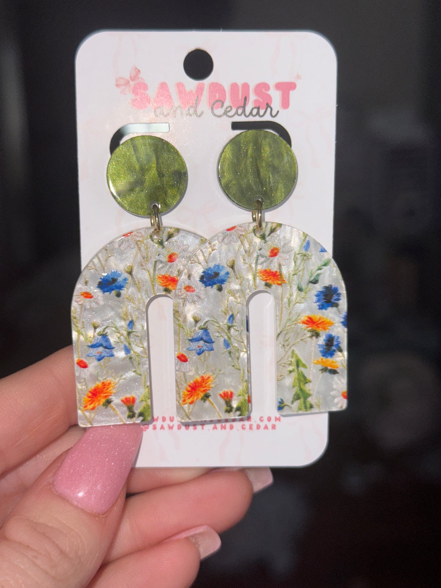 Emerald Wildflower Arch Earrings