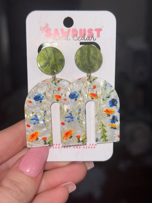 Emerald Wildflower Arch Earrings