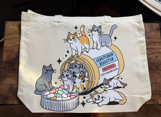 Cat Serotonin XXL Tote Bag