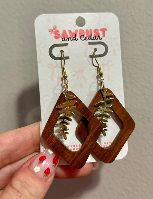 Woodland Fern Frame Dark Earrings