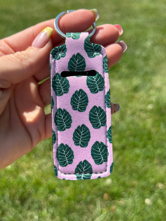 Monstera Leaf Chapstick Holder Keychain
