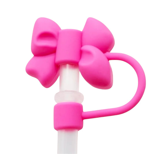 Hot Pink Bow Straw Topper
