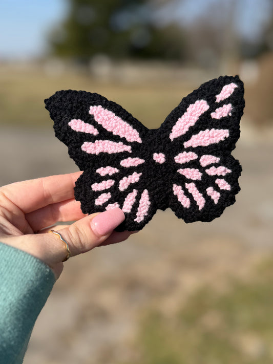 Pink Butterfly Mug Rug Coaster