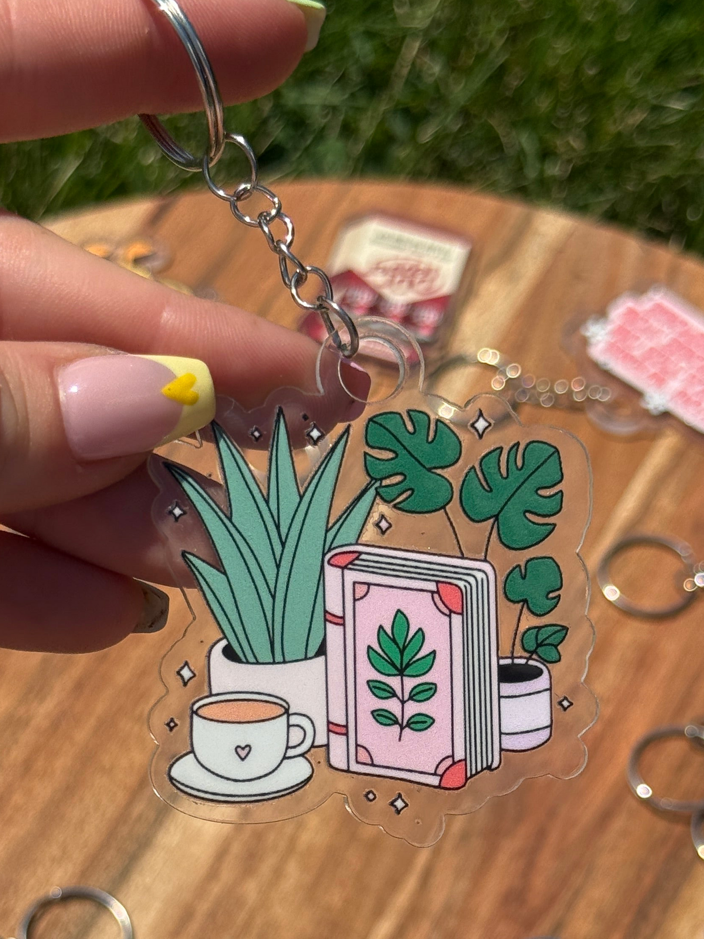 Plants and Books Keychain or Hanger