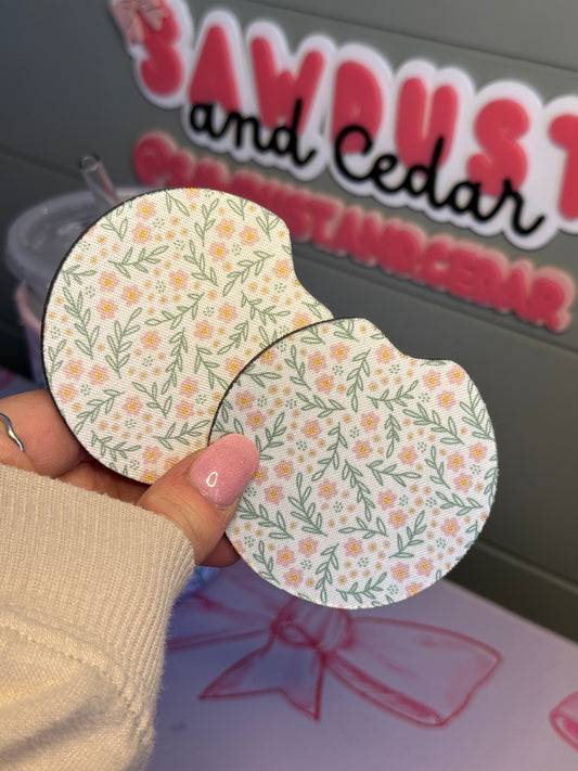 Blush Blossoms Car Coasters