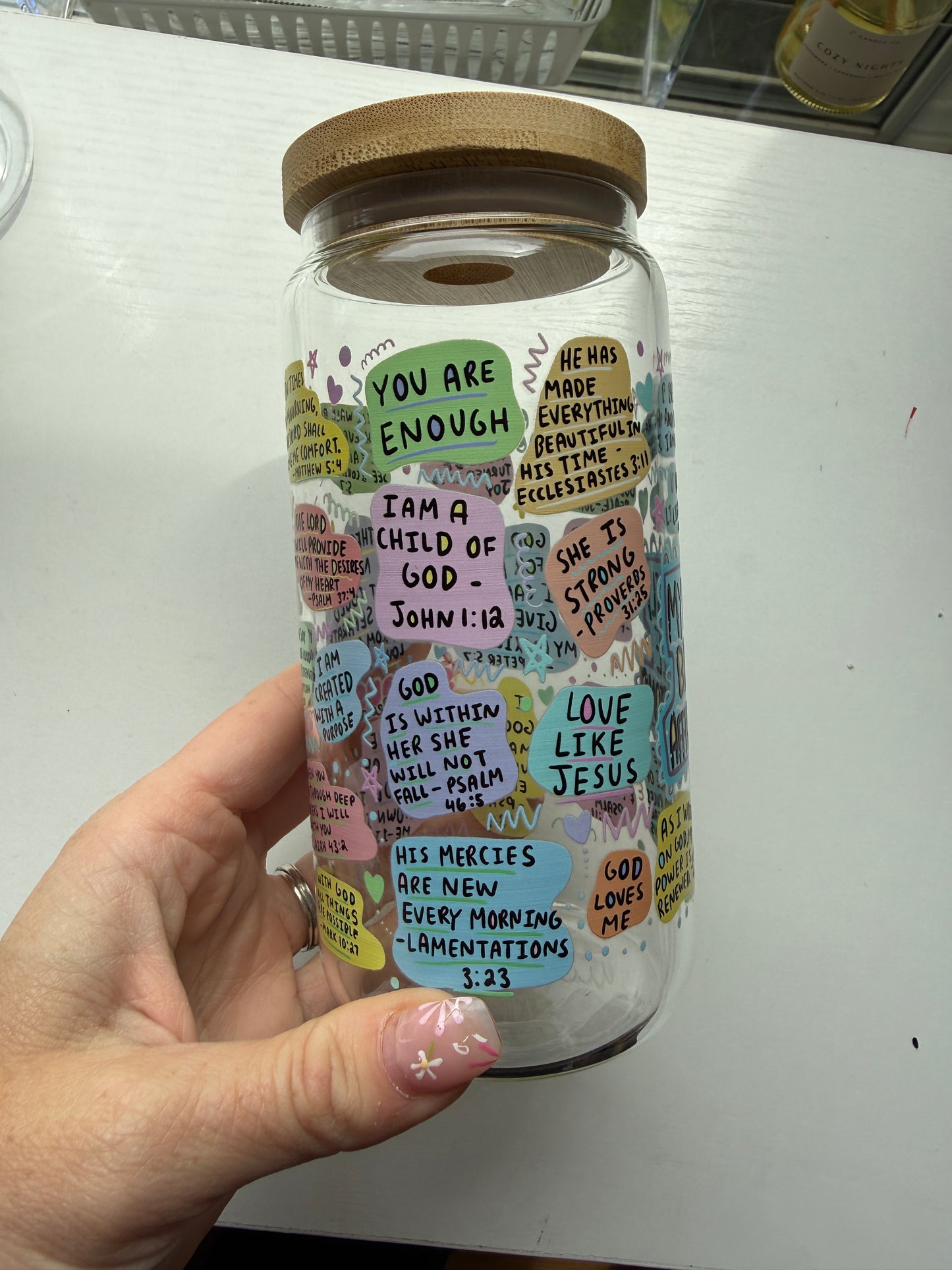 Daily Bible Affirmations Glass