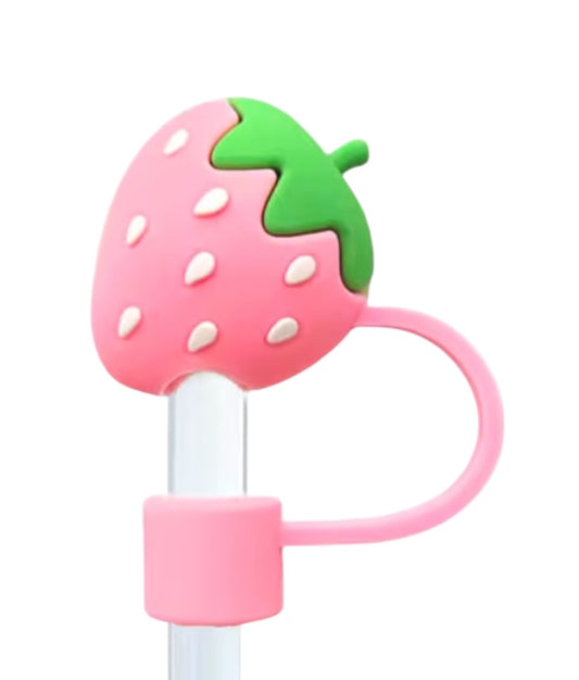 Pink Strawberry Straw Topper