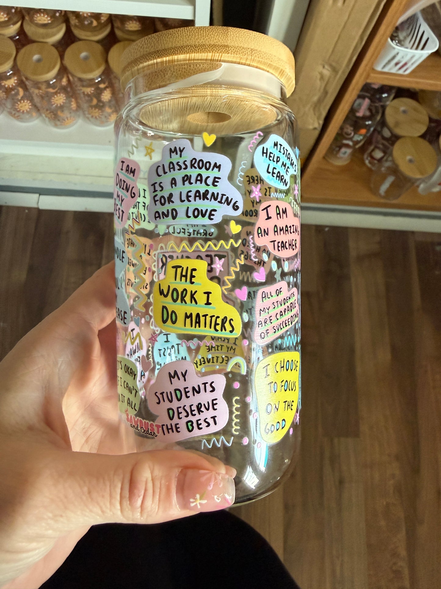 Teacher Affirmations Glass Cup