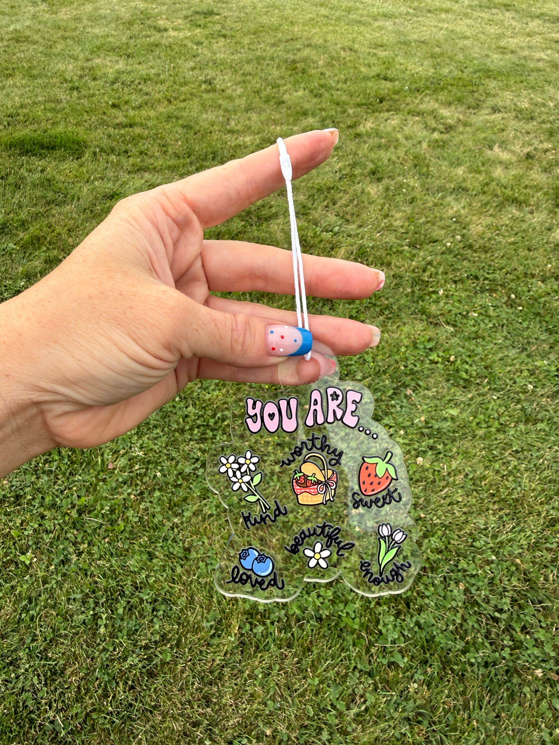 You Are Worthy Acrylic Rear View Mirror Hanger - Sawdust and Cedar