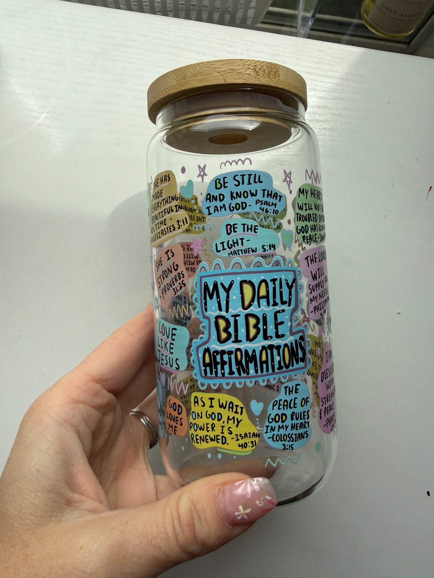 Daily Bible Affirmations Glass