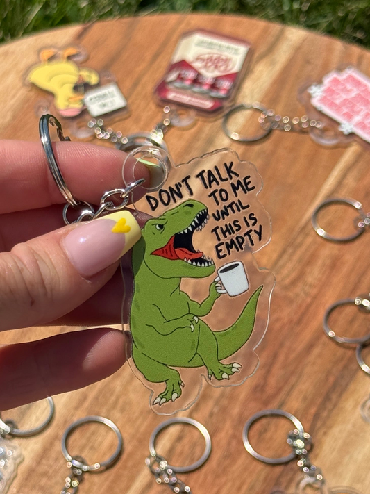 Coffee Dinosaur Keychain or Hanger
